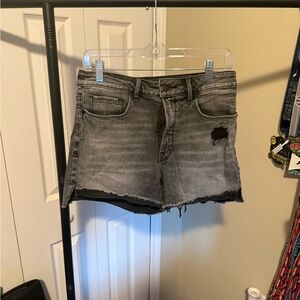 Good American Gray Black Jean Shorts Distressed Cut-Off Style